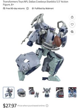 Transformers Dallas cowboys football helmet robot toy collectible 5.5” new w/o